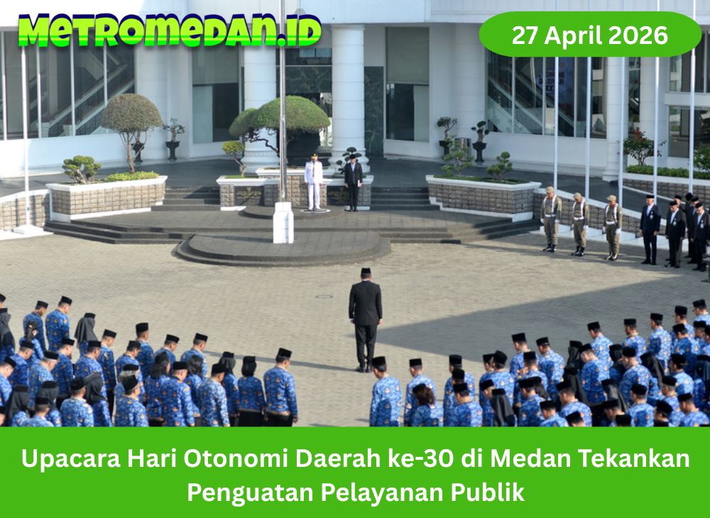 Upacara Hari Otonomi Daerah ke-30 di Medan tekankan sinergi pusat-daerah, peningkatan layanan publik, dan evaluasi kinerja pemerintah daerah.