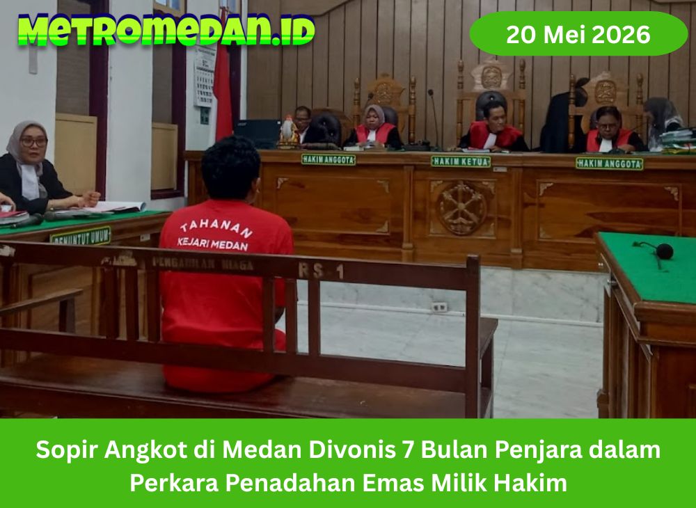 Sopir angkot di Medan, Hariman Sitanggang, divonis tujuh bulan penjara karena terbukti menjadi penadah emas curian milik hakim PN Medan Khamozaro Waruwu.