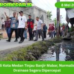 Wali Kota Medan tinjau banjir Mabar dan minta normalisasi drainase dipercepat agar akses warga serta sekolah bebas genangan.