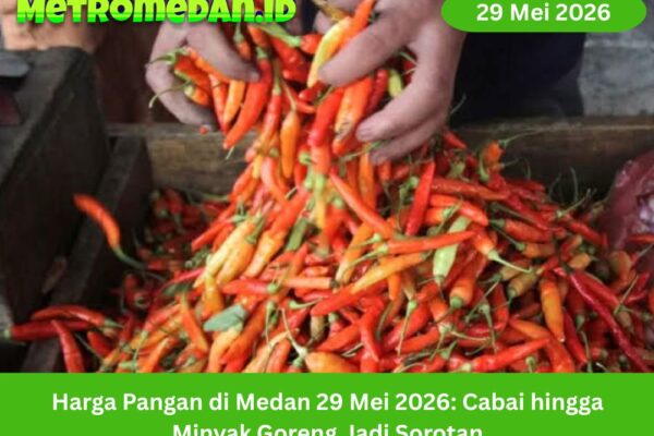 Harga pangan di Medan 29 Mei 2026 bergerak beragam. Cabai merah dan minyak goreng jadi sorotan warga karena masih tinggi.