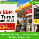 Harga BBM Shell turun per 1 Juni 2026, V-Power Diesel kini Rp24.490 per liter. Simak dampaknya bagi konsumen dan tren harga BBM nonsubsidi.