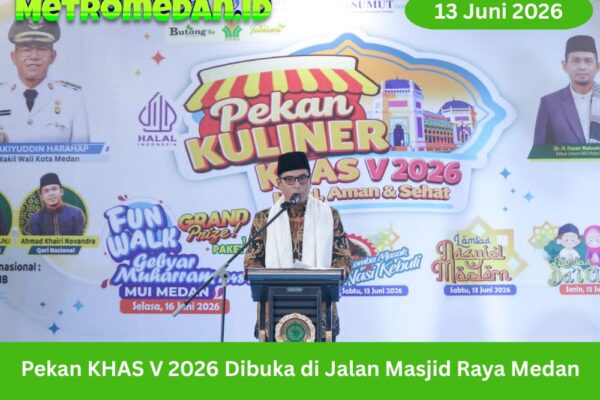 Pekan KHAS V 2026 dibuka di Jalan Masjid Raya Medan, menghadirkan 68 stan UMKM kuliner halal, aman, dan sehat hingga 16 Juni.
