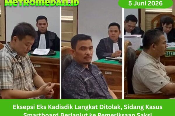 PN Medan menolak eksepsi mantan Kadisdik Langkat Saiful Abdi dalam kasus dugaan korupsi pengadaan smartboard senilai Rp49,9 miliar.