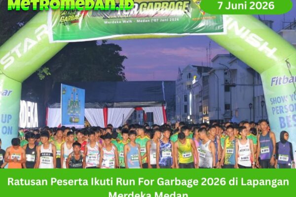Ratusan peserta mengikuti Run For Garbage 2026 di Lapangan Merdeka Medan sebagai kampanye lari sehat dan peduli sampah.