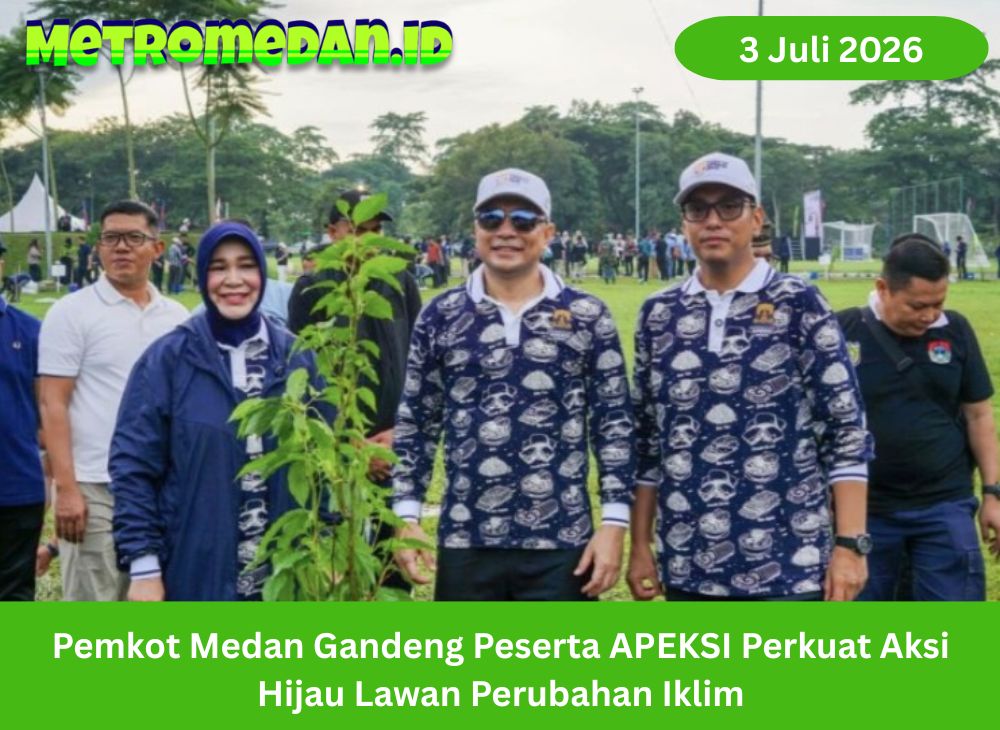 Pemkot Medan menggandeng peserta APEKSI dalam aksi tanam pohon di Taman Cadika sebagai langkah memperkuat kepedulian lingkungan dan melawan perubahan iklim.