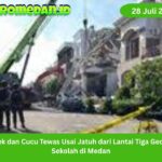 Kakek dan cucunya tewas setelah jatuh dari lantai tiga gedung sekolah di Medan. Polisi menyelidiki kronologi serta kondisi tangga tanpa pegangan.