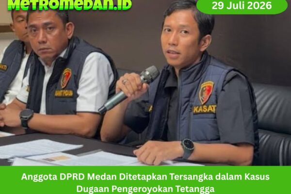 Meta Deskripsi: Anggota DPRD Medan berinisial AT ditetapkan sebagai tersangka kasus dugaan pengeroyokan tetangga. Polisi masih mendalami peran dan bukti perkara.