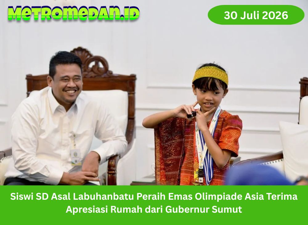 Siswi SD asal Labuhanbatu peraih medali emas olimpiade sains dan matematika tingkat Asia menerima hadiah rumah dari Gubernur Sumatera Utara.