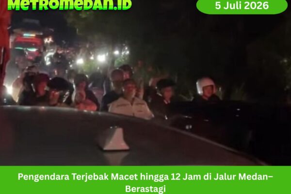 Kemacetan parah melanda jalur Medan–Berastagi pada 5 Juli 2026. Pengendara terjebak hingga 12 jam akibat truk mogok dan padatnya arus akhir pekan.