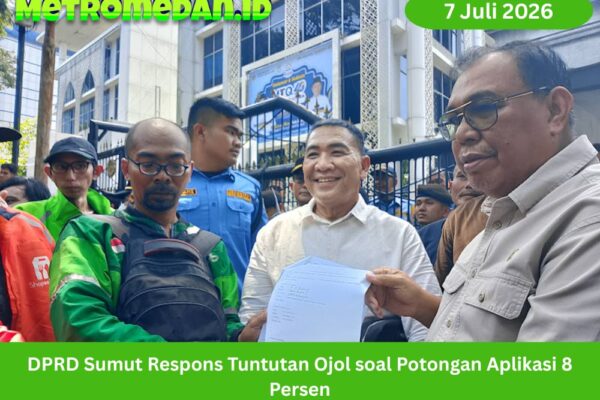 DPRD Sumut merespons tuntutan ojol di Medan soal potongan aplikasi 8 persen dan payung hukum profesi pengemudi online.