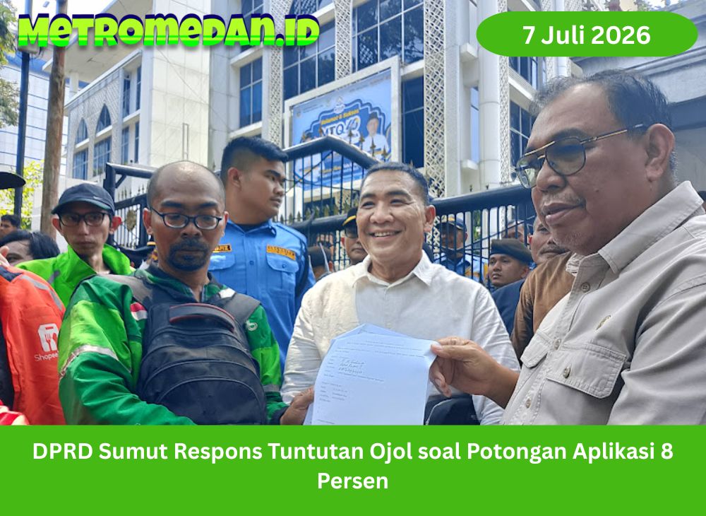 DPRD Sumut merespons tuntutan ojol di Medan soal potongan aplikasi 8 persen dan payung hukum profesi pengemudi online.