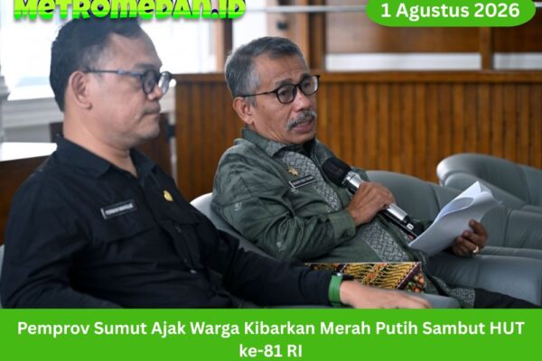Pemprov Sumut mengajak masyarakat mengibarkan Bendera Merah Putih mulai 1 Agustus 2026 untuk menyambut HUT ke-81 Kemerdekaan RI.