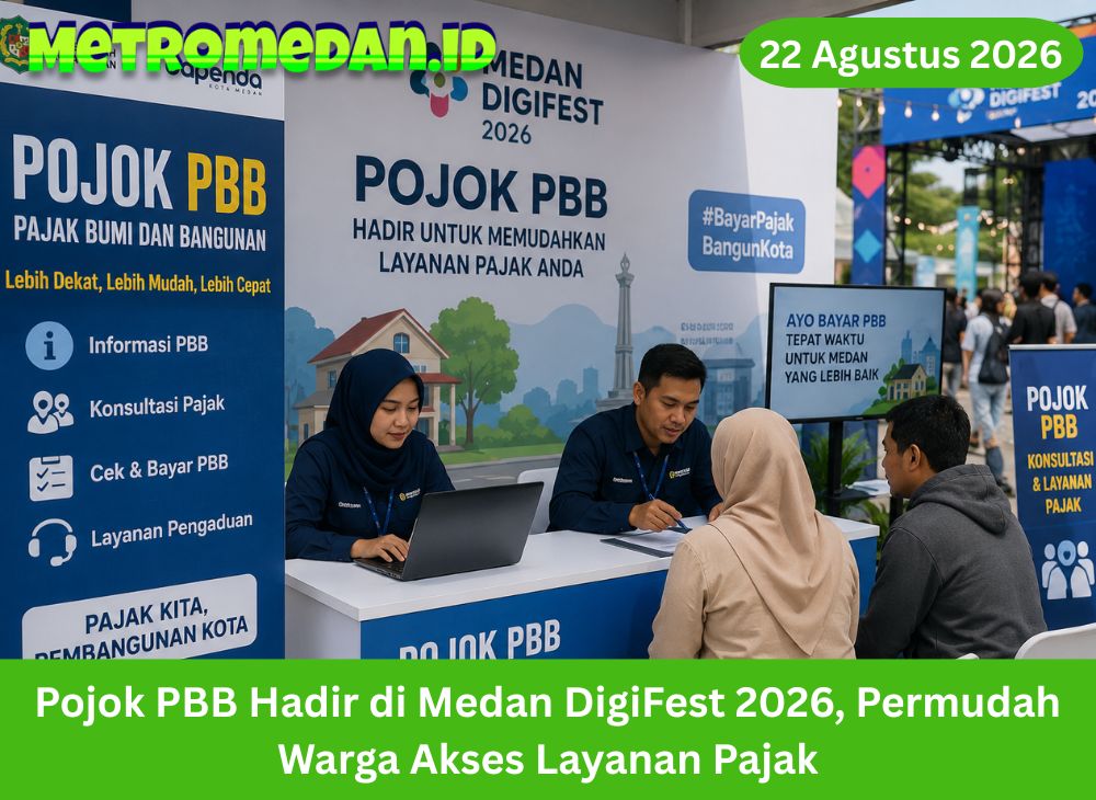 Pojok PBB hadir di Medan DigiFest 2026 untuk mempermudah warga mendapatkan informasi, konsultasi, dan akses layanan Pajak Bumi dan Bangunan secara langsung.
