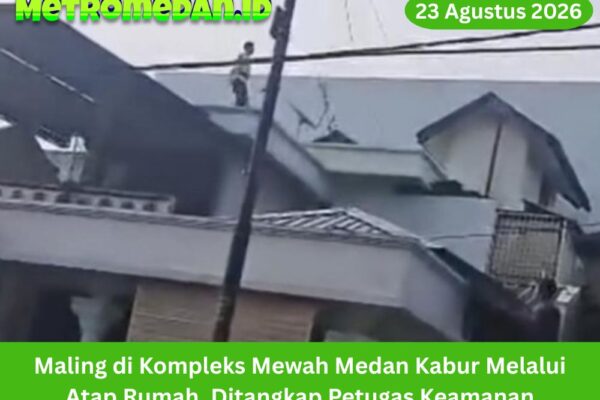 Maling di kompleks mewah Tasbi 1 Medan tertangkap setelah mencuri televisi dan mencoba kabur melalui atap rumah warga.