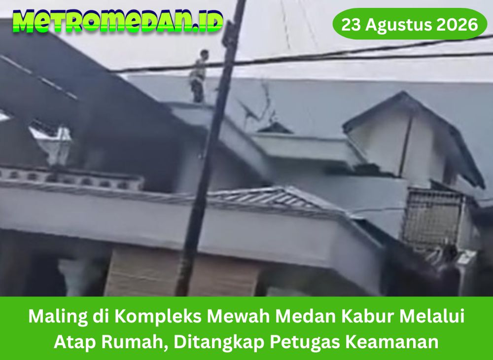 Maling di kompleks mewah Tasbi 1 Medan tertangkap setelah mencuri televisi dan mencoba kabur melalui atap rumah warga.