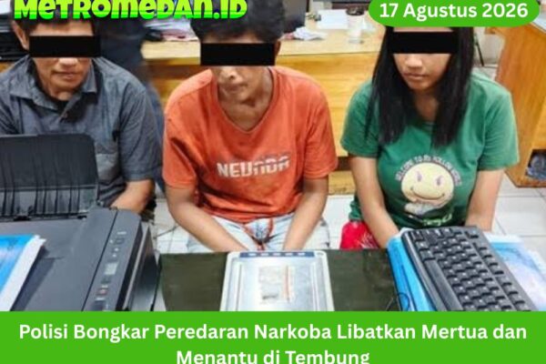 Polisi membongkar dugaan peredaran narkoba di Tembung yang melibatkan mertua dan menantu. Tiga perempuan diamankan bersama barang bukti sabu.