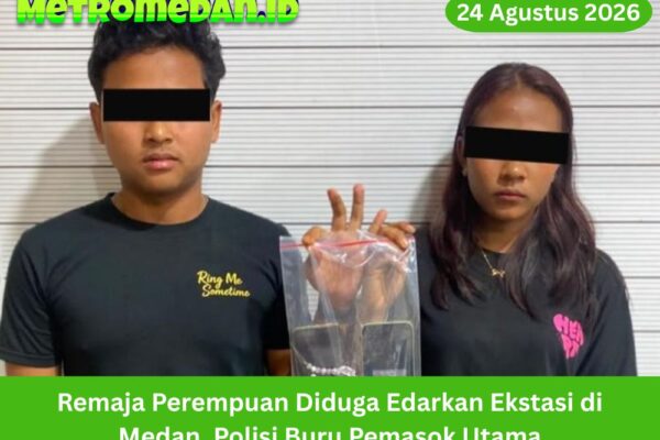 Remaja perempuan berinisial NF dan seorang pria diamankan Polrestabes Medan terkait dugaan peredaran pil ekstasi. Polisi masih memburu pemasok utama.