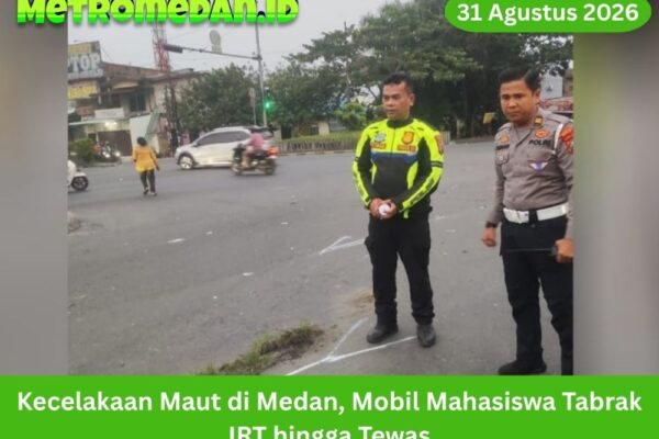 Kecelakaan maut di Medan melibatkan mobil yang dikemudikan mahasiswa dan sepeda motor. Seorang ibu rumah tangga meninggal dunia akibat insiden tersebut.
