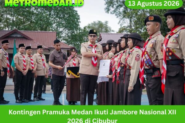 Kontingen Pramuka Medan mengikuti Jambore Nasional XII 2026 di Cibubur pada 13–20 Agustus dengan membawa semangat kebersamaan dan nama daerah.