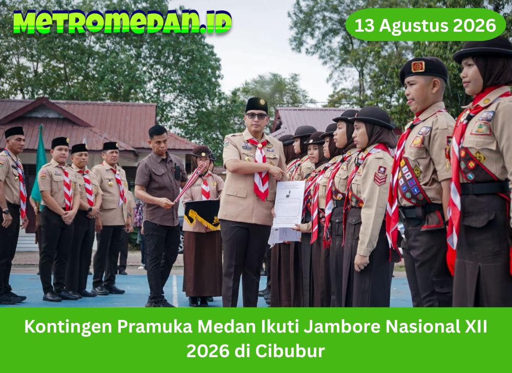 Kontingen Pramuka Medan mengikuti Jambore Nasional XII 2026 di Cibubur pada 13–20 Agustus dengan membawa semangat kebersamaan dan nama daerah.