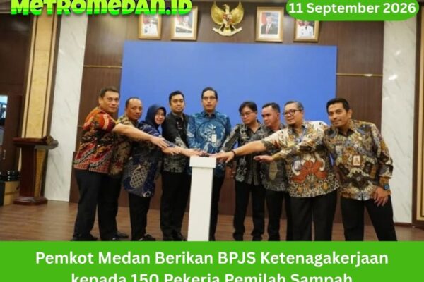 Pemkot Medan memberikan BPJS Ketenagakerjaan kepada 150 pemilah sampah di TPA Terjun untuk memperkuat perlindungan dari risiko kecelakaan kerja.