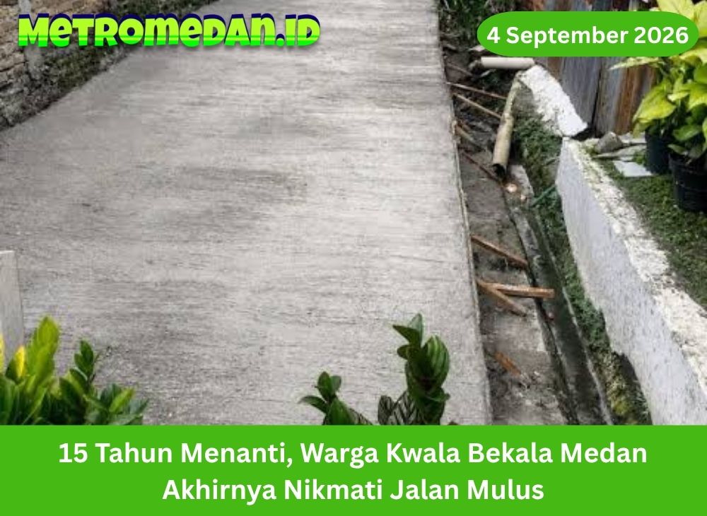 Setelah 15 tahun menunggu, warga Kwala Bekala Medan kini menikmati jalan mulus yang membuat akses lingkungan lebih aman, nyaman, dan lancar tiap hari.