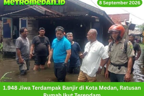 Banjir di Kota Medan berdampak pada 1.948 jiwa dan merendam ratusan rumah. BPBD Sumut memantau kondisi warga serta perkembangan genangan air terkini.