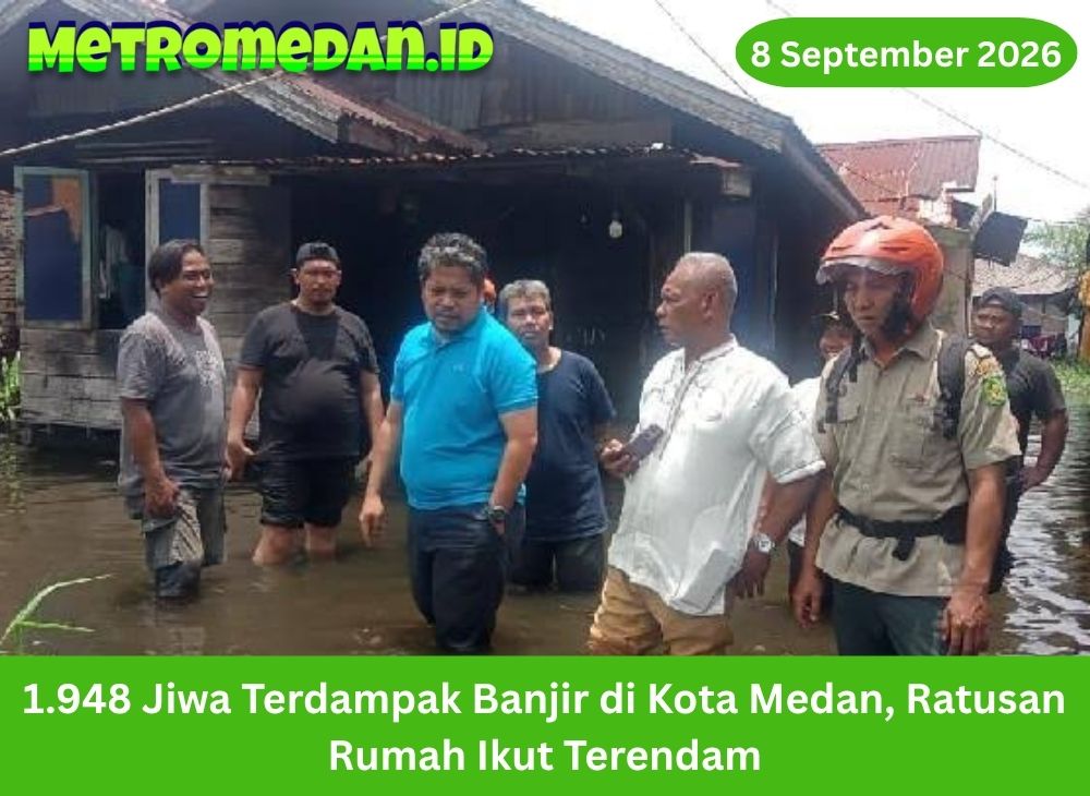 Banjir di Kota Medan berdampak pada 1.948 jiwa dan merendam ratusan rumah. BPBD Sumut memantau kondisi warga serta perkembangan genangan air terkini.